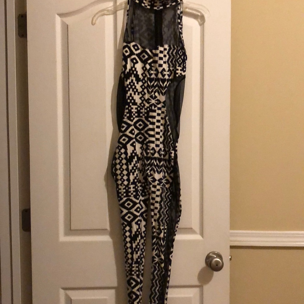 Black and white sleeveless bodysuit